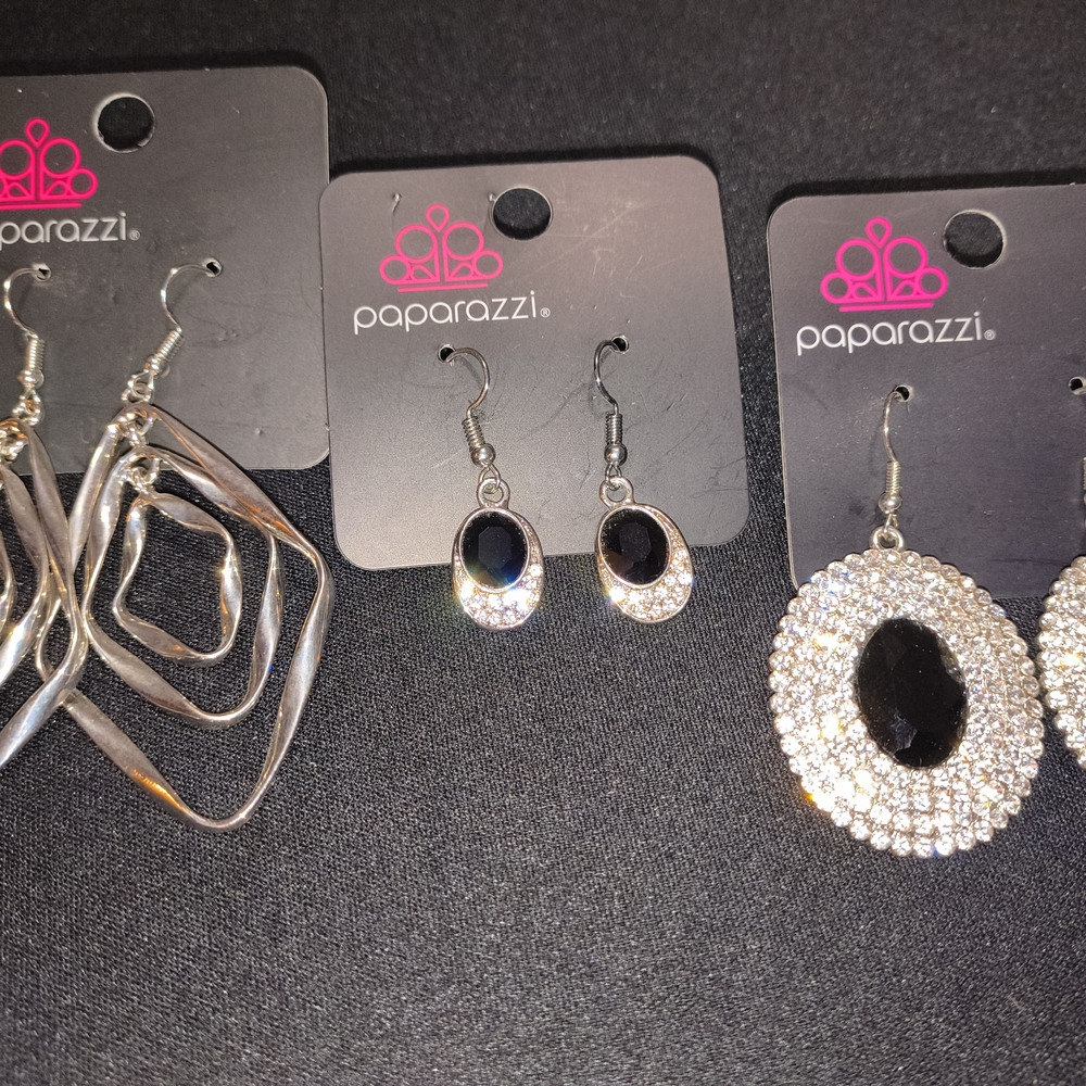 Paparazzi Elegant Silver and Black Earring Collection